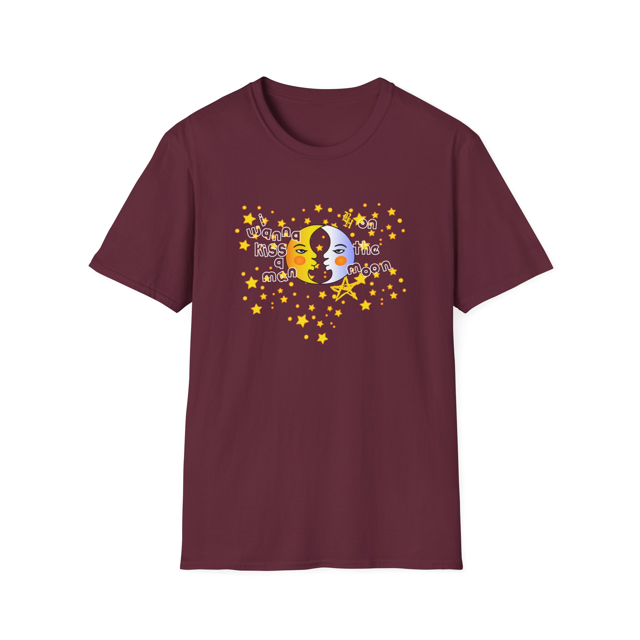 B I Wanna Kiss a Man on the Moon Unisex Softstyle T-Shirt