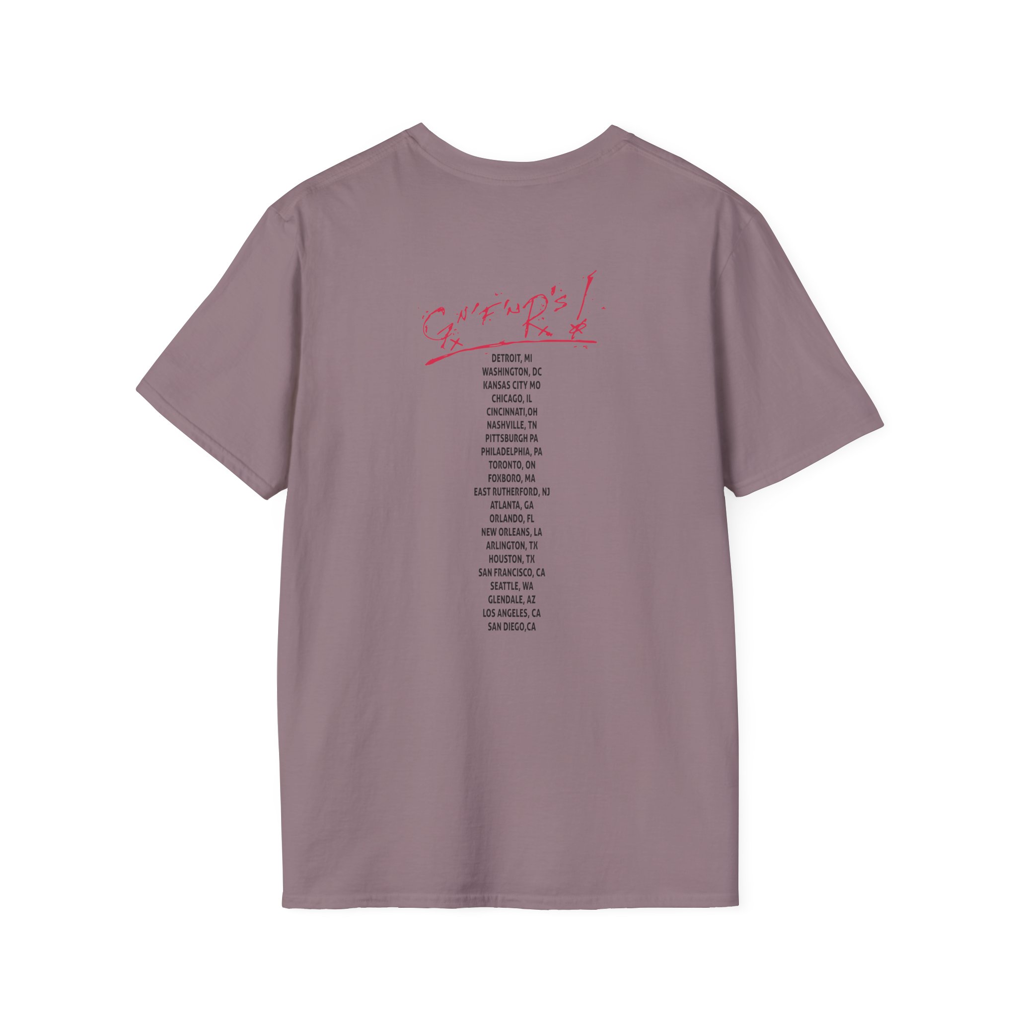 Guns N Roses Cross Grey Tour Unisex Softstyle T-Shirt