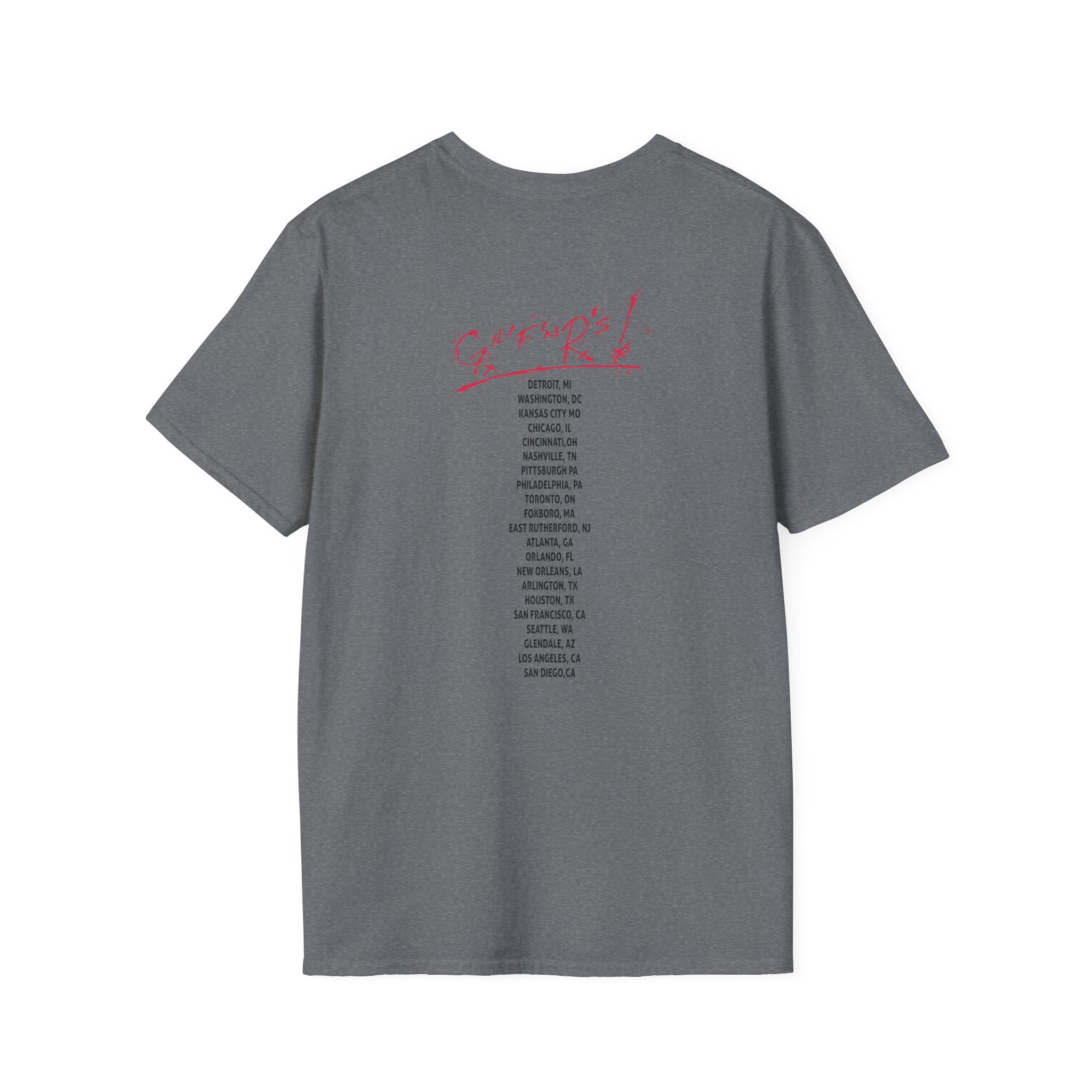 Guns N Roses Cross Grey Tour Unisex Softstyle T-Shirt