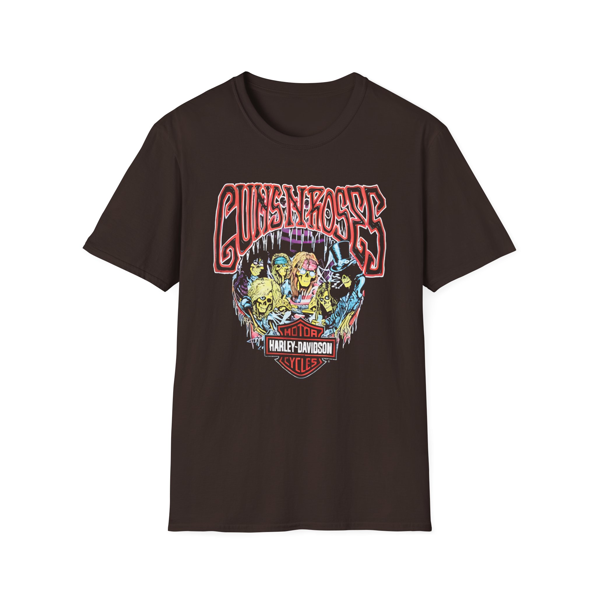 Guns N Roses Harley Davidson Skeleton Unisex Softstyle T-Shirt