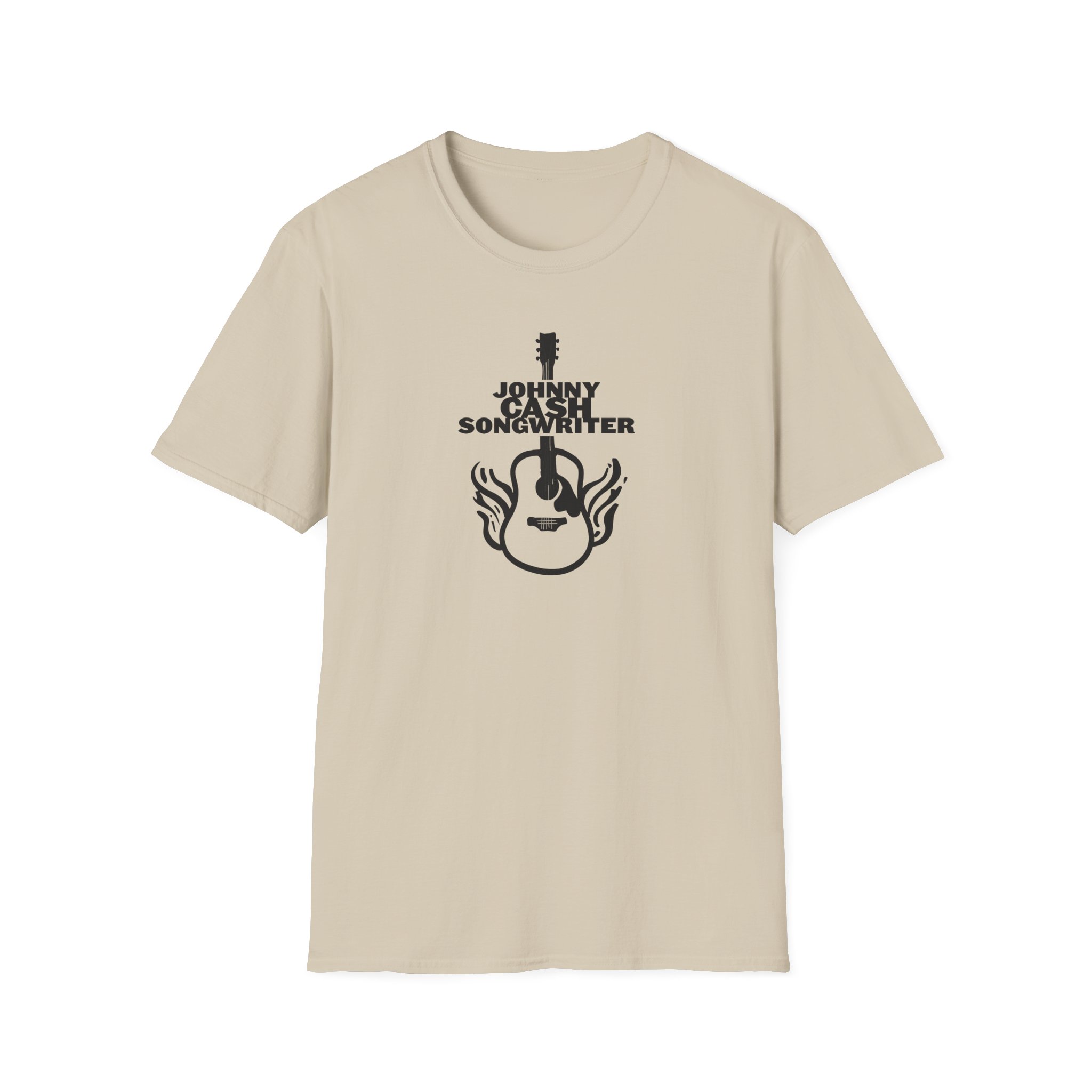 Johnny Cash Flaming Guitar Unisex Softstyle T-Shirt