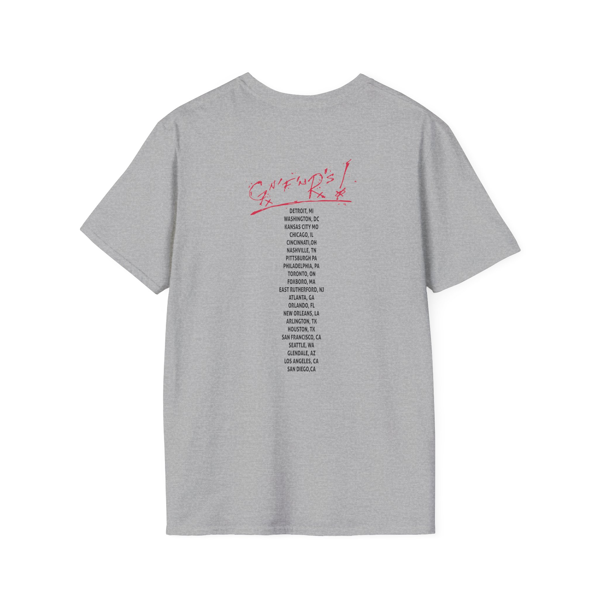 Guns N Roses Cross Grey Tour Unisex Softstyle T-Shirt