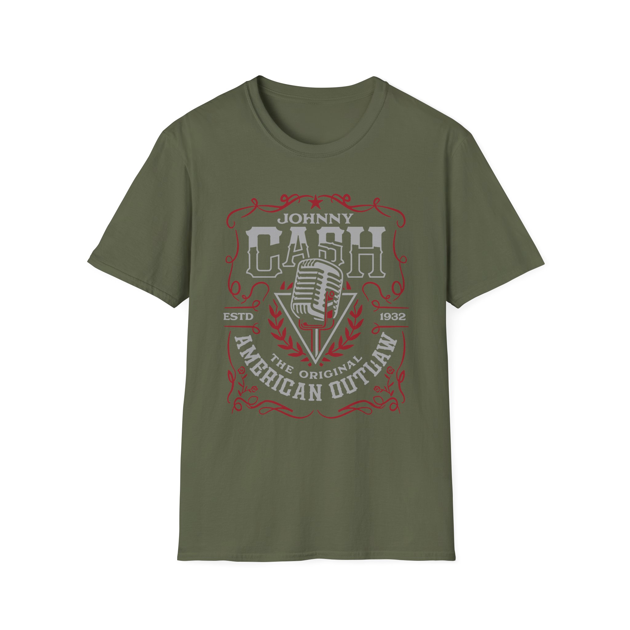 Johnny Cash American Outlaw Microphone unisex softstyle t-shirt