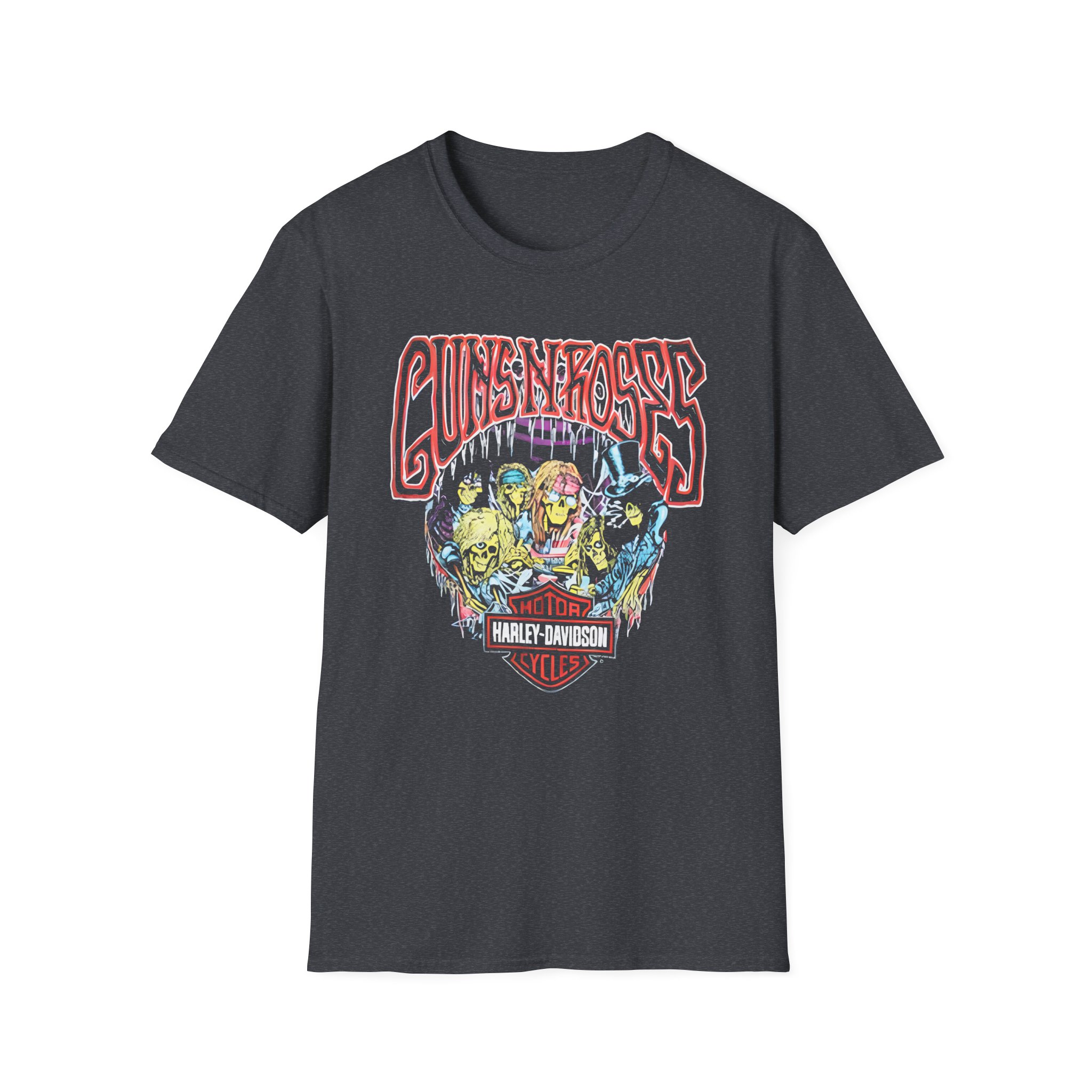 Guns N Roses Harley Davidson Skeleton Unisex Softstyle T-Shirt