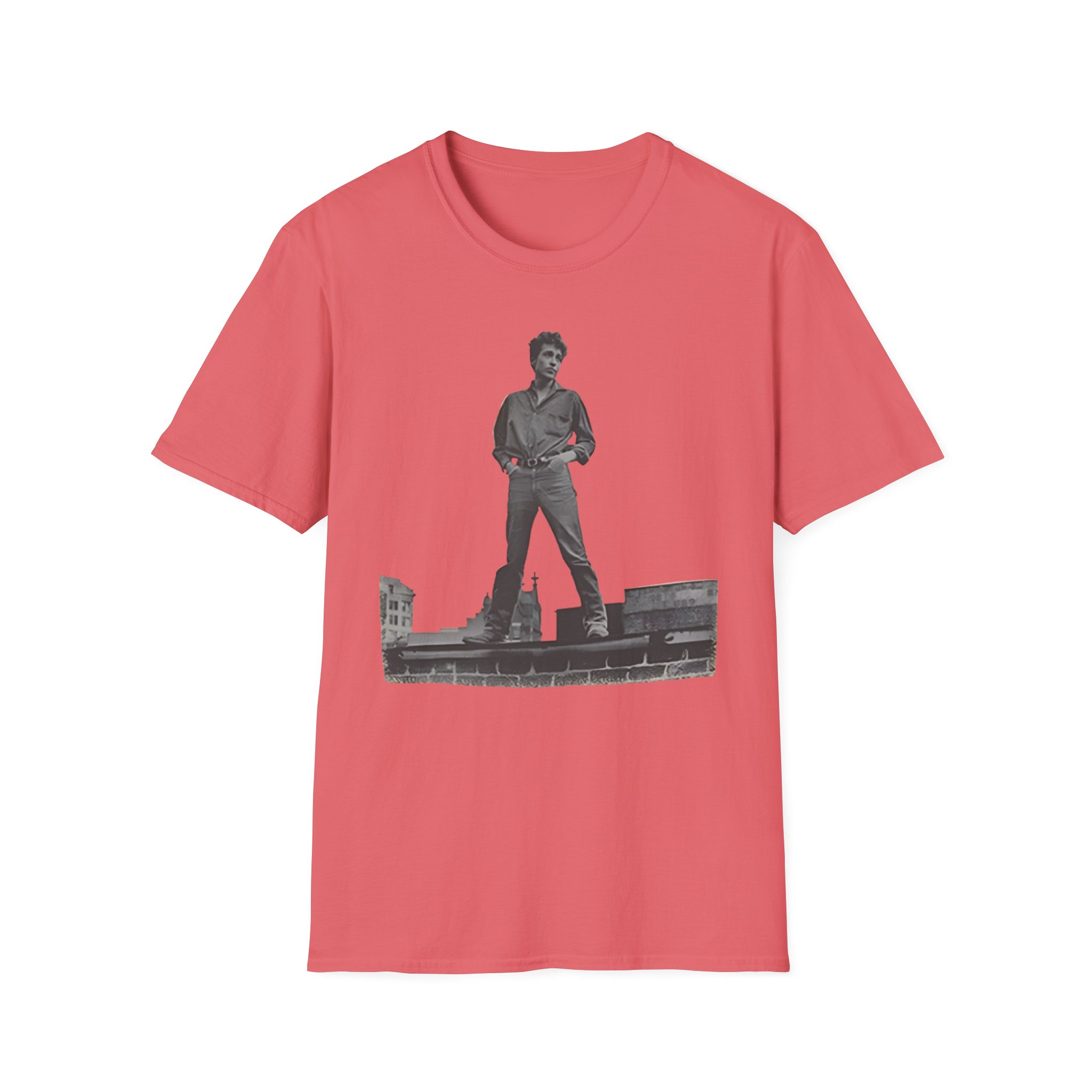 Bob Dylan Rooftop Photo Unisex Softstyle T-Shirt