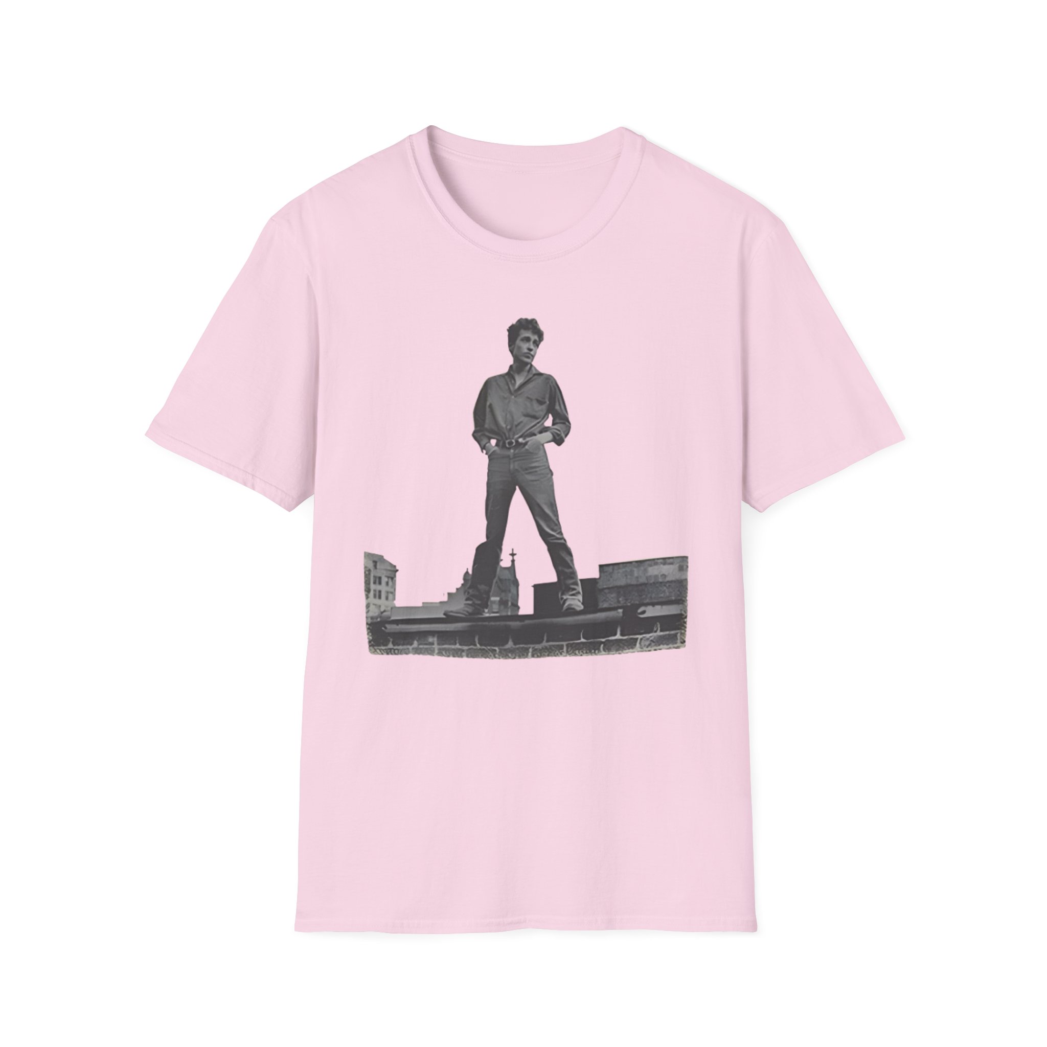 Bob Dylan Rooftop Photo Unisex Softstyle T-Shirt
