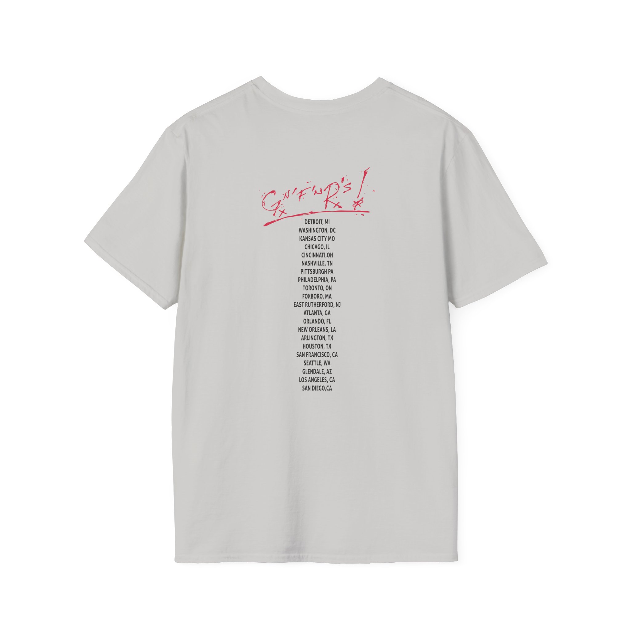 Guns N Roses Cross Grey Tour Unisex Softstyle T-Shirt