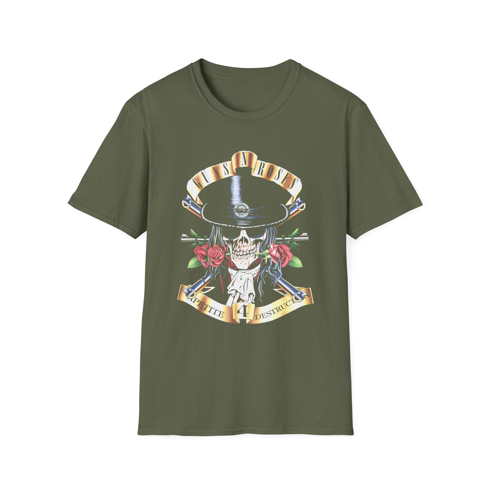 Guns N Roses Skull And Roses Unisex Softstyle T-Shirt