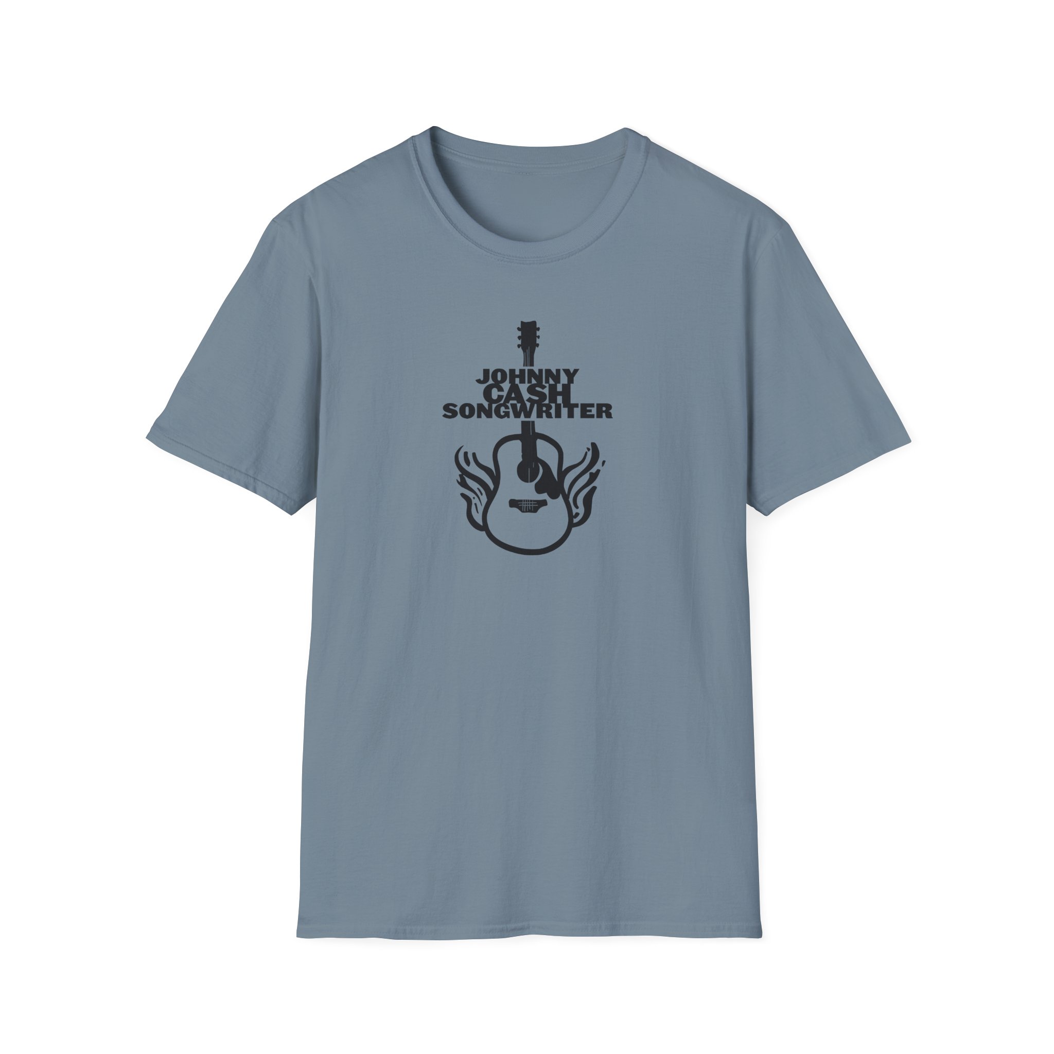 Johnny Cash Flaming Guitar Unisex Softstyle T-Shirt
