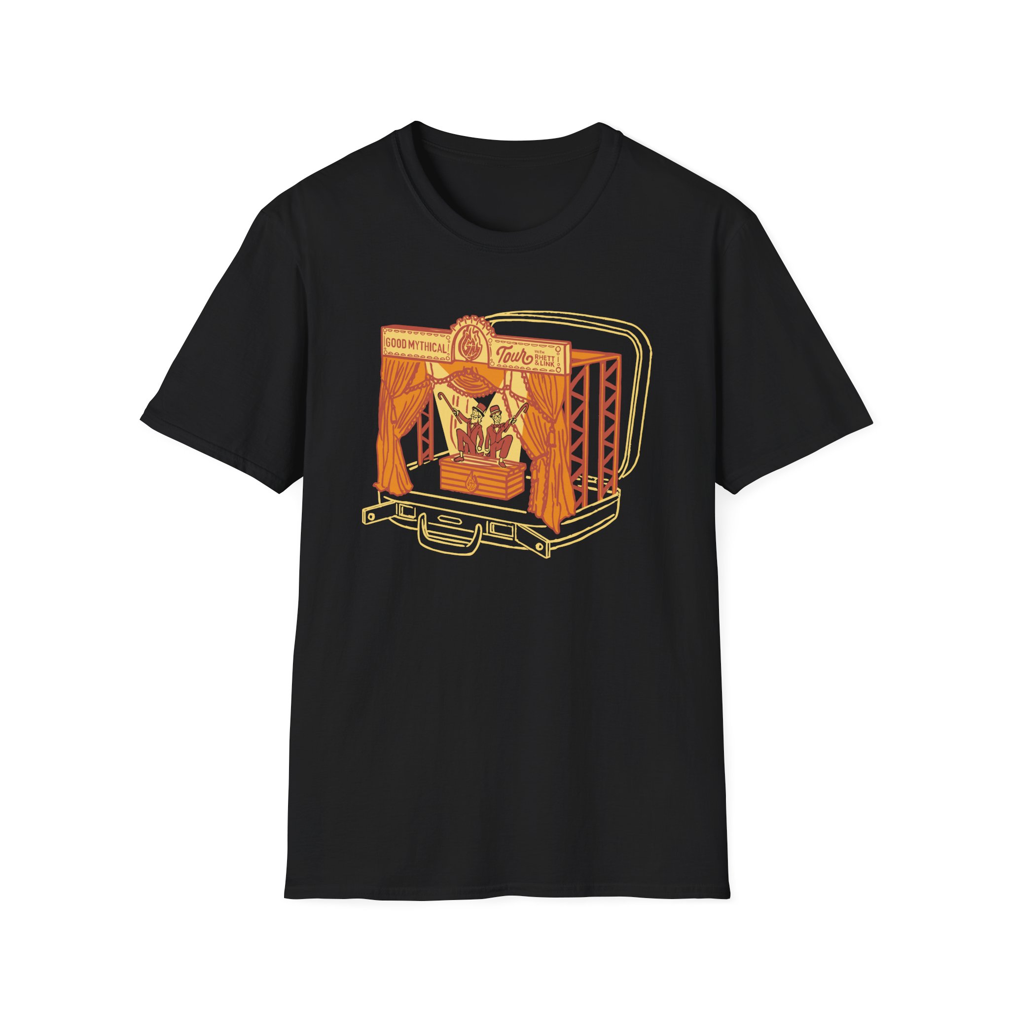 Good Mythical Morning Tour Stage in a Suitcase unisex softstyle t-shirt