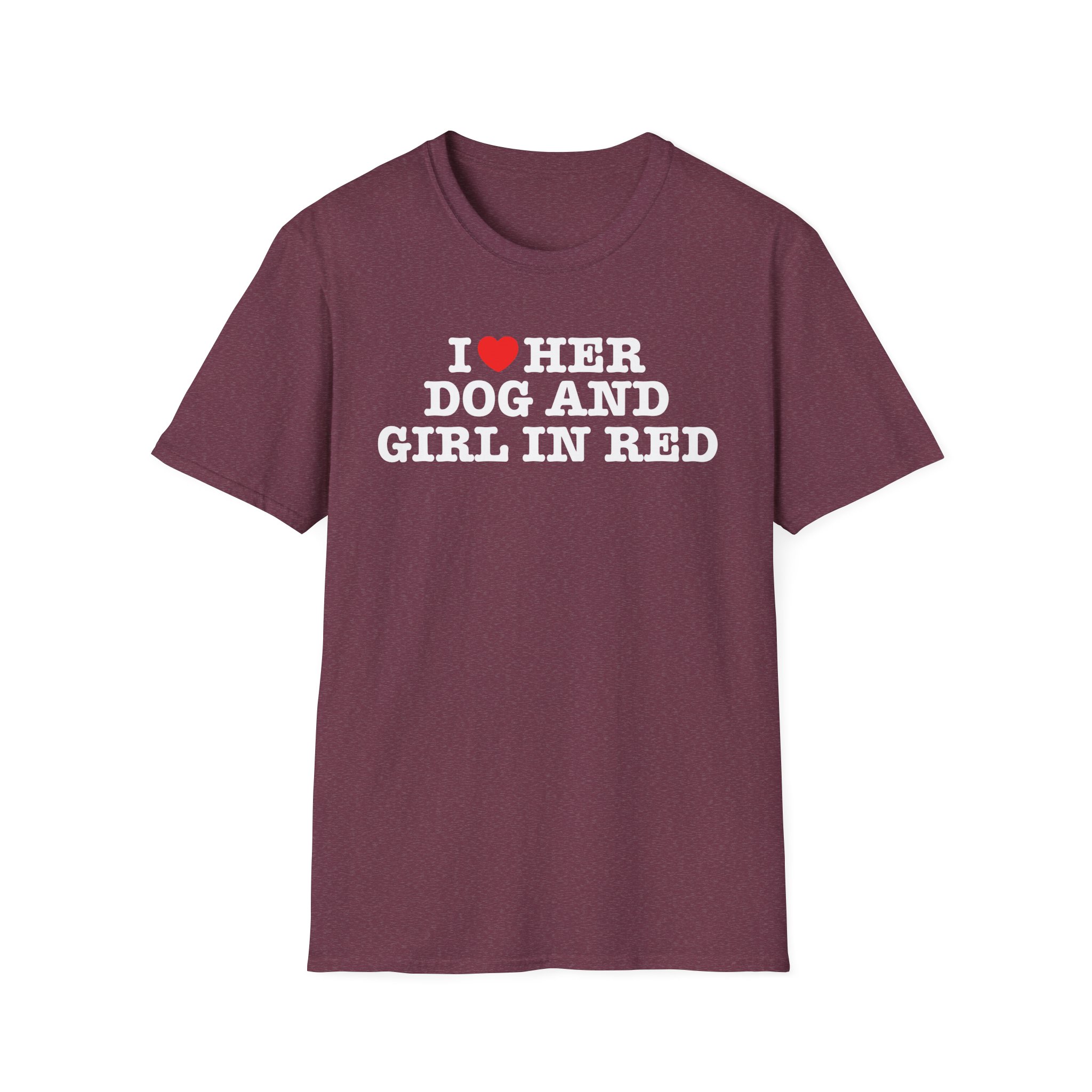 Girl in Red I Heart Her Dog Unisex Softstyle T-Shirt
