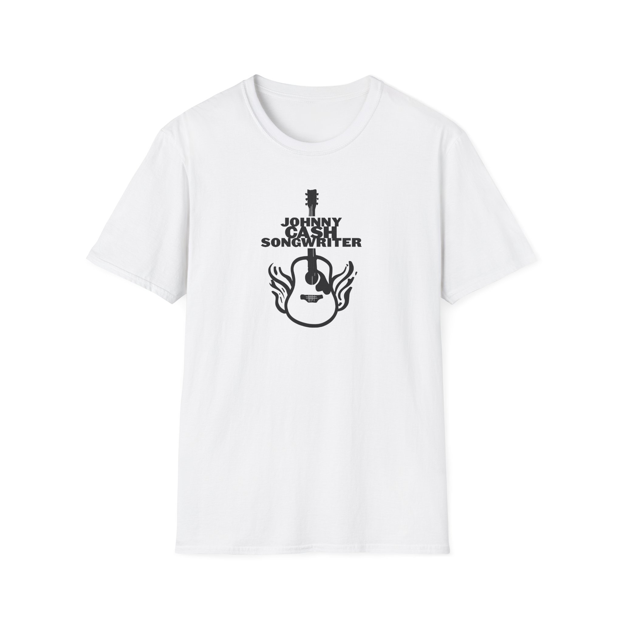 Johnny Cash Flaming Guitar Unisex Softstyle T-Shirt