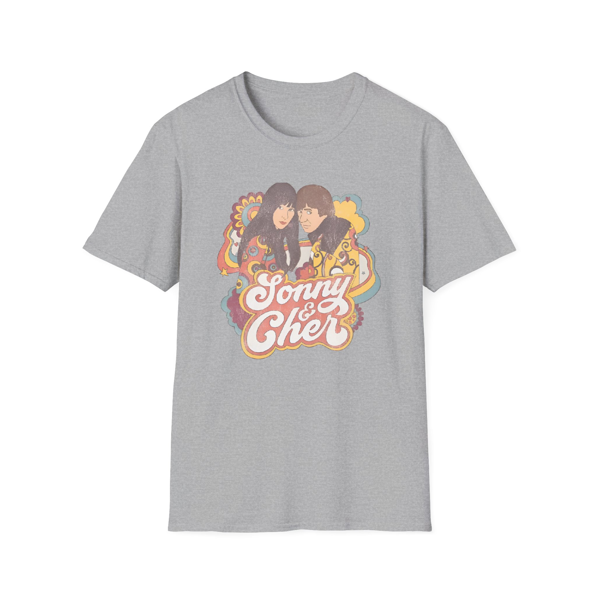 Sonny & Cher Groovy Couple Juniors Unisex Softstyle T-Shirt