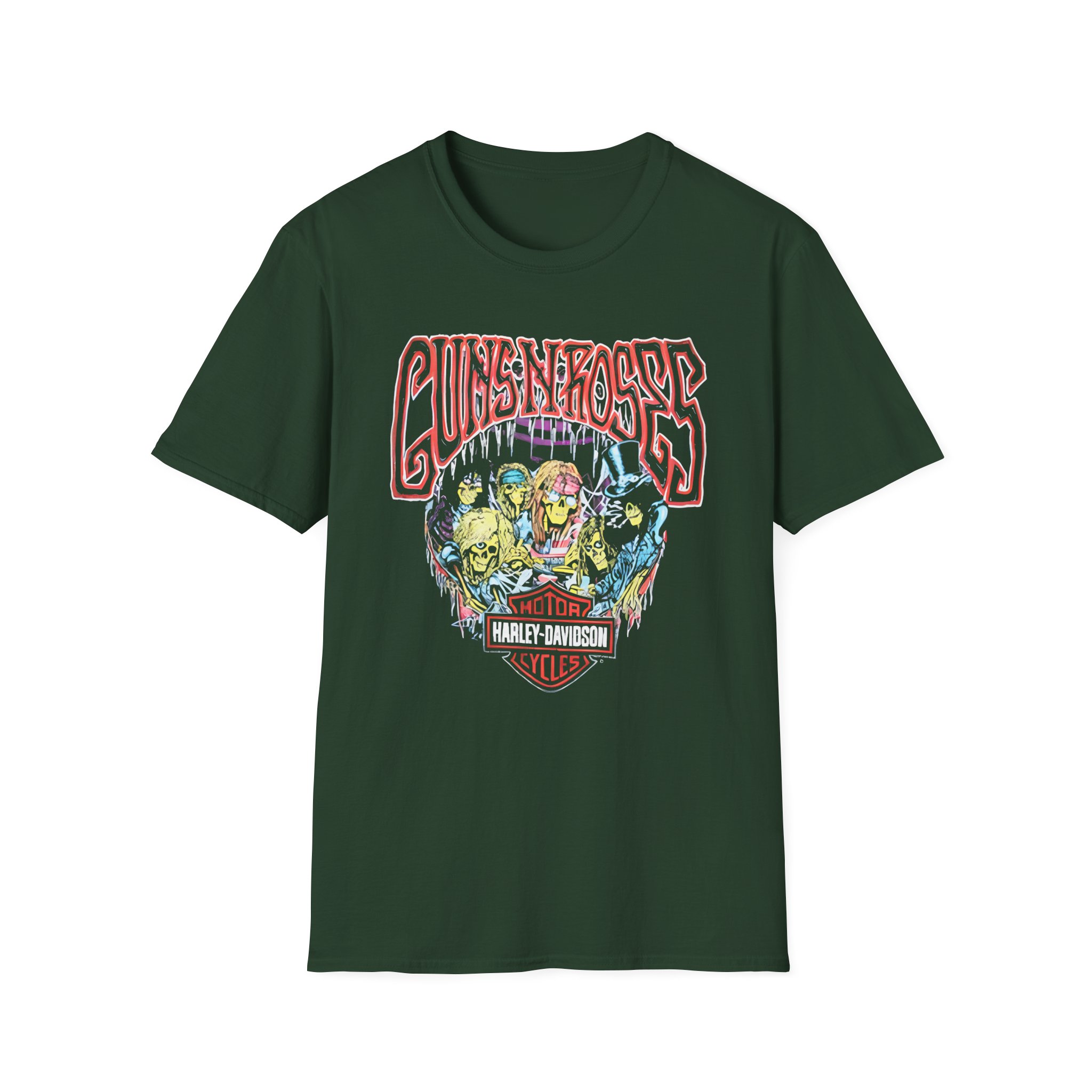Guns N Roses Harley Davidson Skeleton Unisex Softstyle T-Shirt